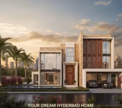 An architecturally modern Royal Villa in Pocharam with sharp design lines.